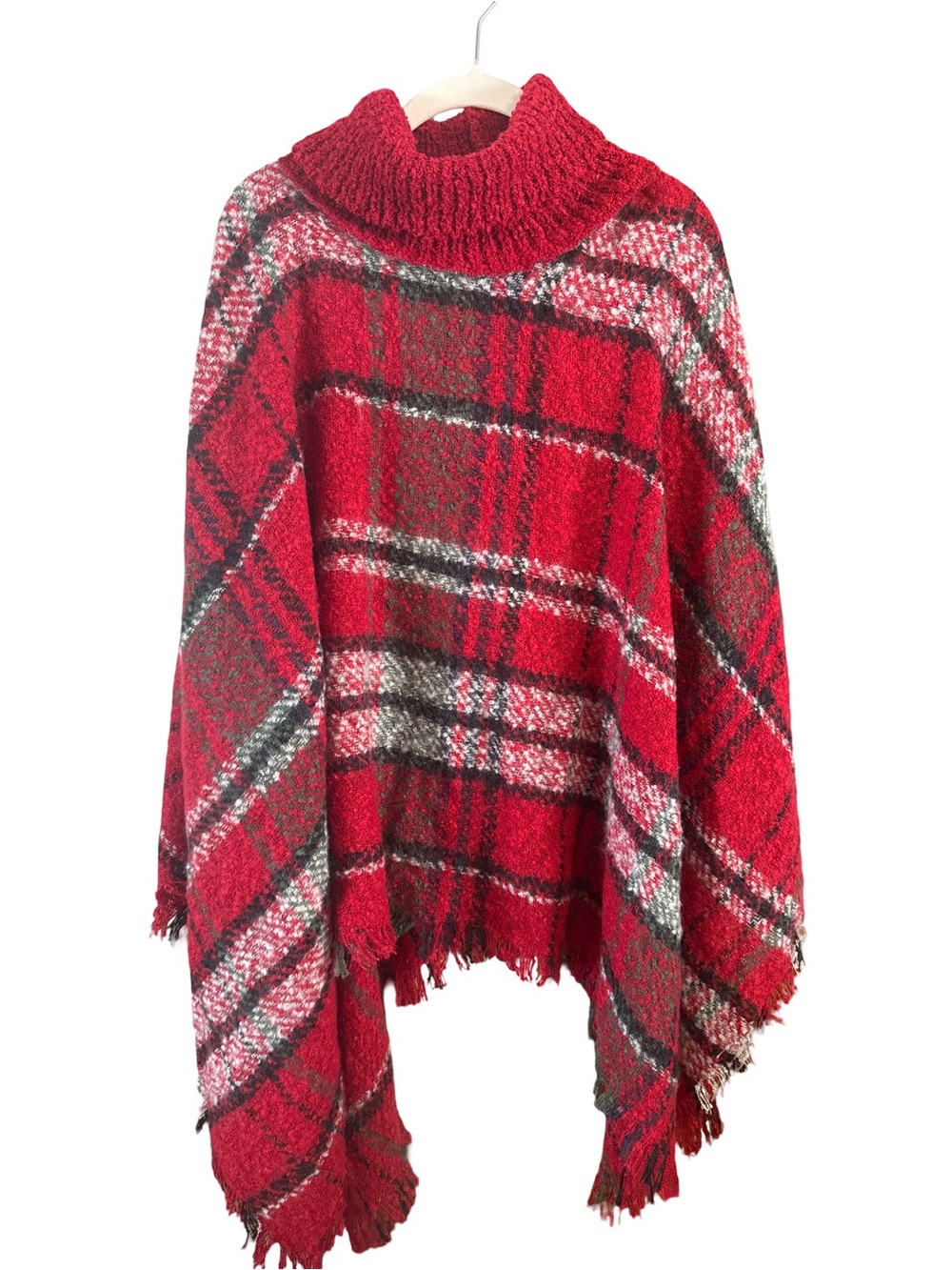 Simply Noelle Poncho One Size Red Plaid